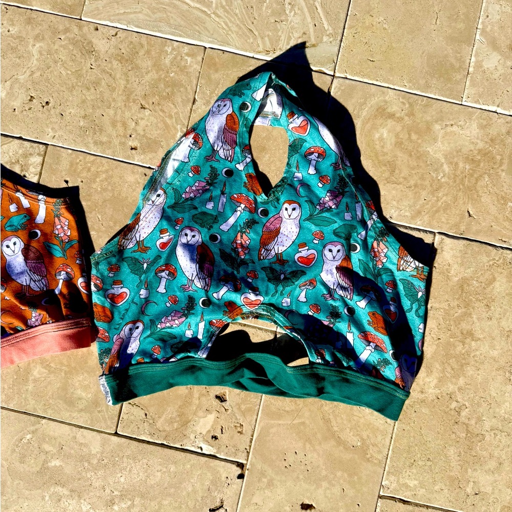 Hot Mango Undies Teal Owl Peek-A-Boob Bralette size Large